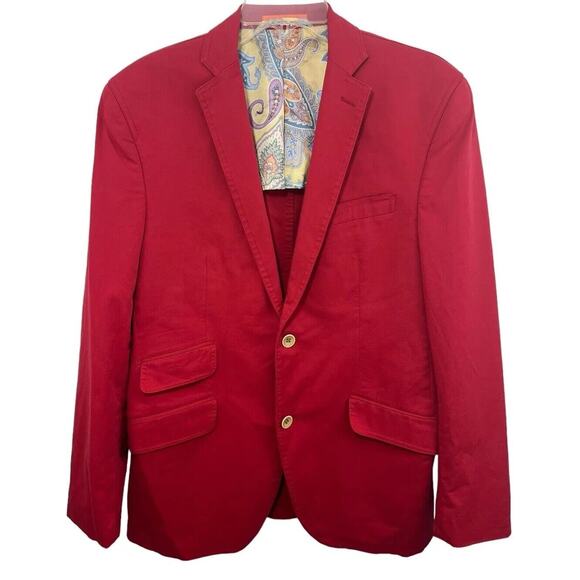 TALLIA Other - Tallia Men's Classic-Fit Cotton Blazer Jacket Red Paisley 38R Macy’s Men’s Store